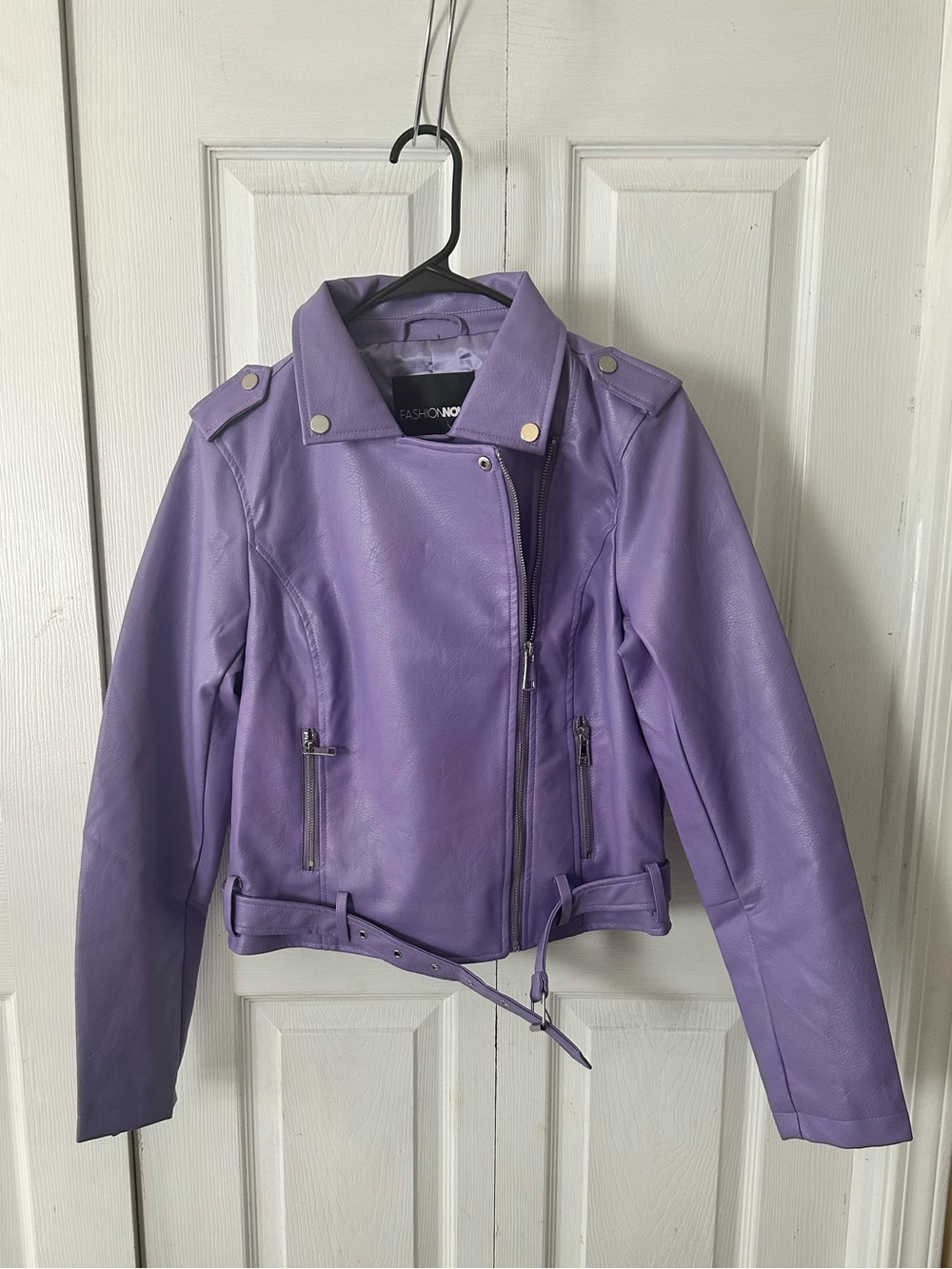 Fashion Nova Lavender Purple Faux Leather Moto Jacket